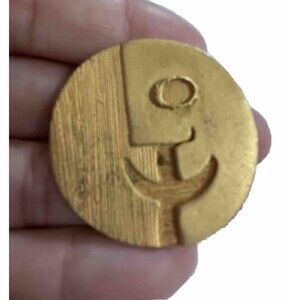 Signed Clive Pewter Studio Hand Made Modern Abstract Pin Pendant Brooch Gold